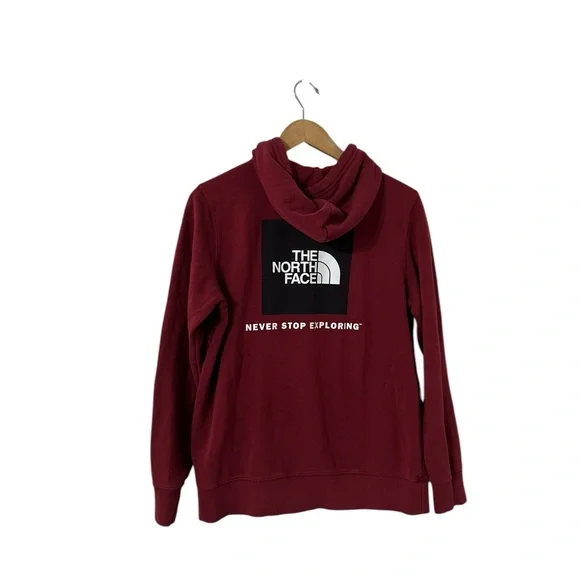 THE NORTH FACE NSE Box Graphic Burgundy Hoodie Sweatshirt Pullover Top - Picture 5 of 6